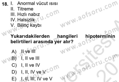Temel Klinik Bilgisi Dersi 2024 - 2025 Yılı (Final) Dönem Sonu Sınav Soruları 18. Soru