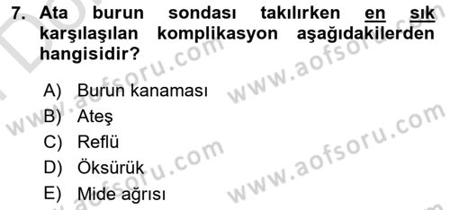 Temel Klinik Bilgisi Dersi 2024 - 2025 Yılı (Final) Dönem Sonu Sınav Soruları 7. Soru