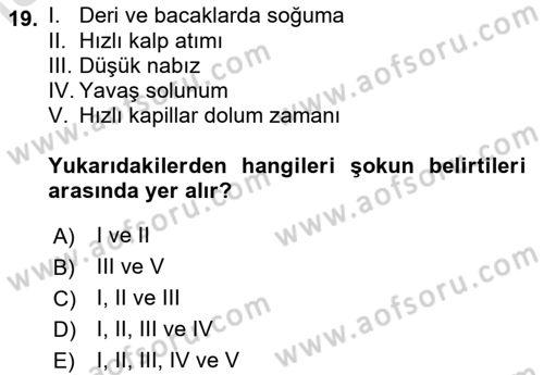 Temel Klinik Bilgisi Dersi 2024 - 2025 Yılı Yaz Okulu Sınav Soruları 19. Soru