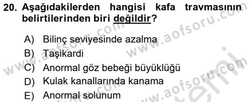 Temel Klinik Bilgisi Dersi 2024 - 2025 Yılı Yaz Okulu Sınav Soruları 20. Soru