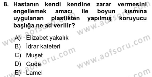 Temel Klinik Bilgisi Dersi 2024 - 2025 Yılı Yaz Okulu Sınav Soruları 8. Soru