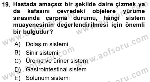 Temel Klinik Bilgisi Dersi 2025 - 2026 Yılı (Vize) Ara Sınav Soruları 19. Soru