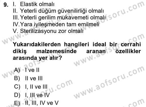 Temel Klinik Bilgisi Dersi 2025 - 2026 Yılı (Vize) Ara Sınav Soruları 9. Soru