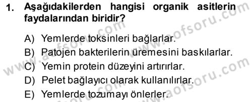 Temel Yem Bilgisi ve Hayvan Besleme Dersi 2013 - 2014 Yılı (Final) Dönem Sonu Sınavı 1. Soru