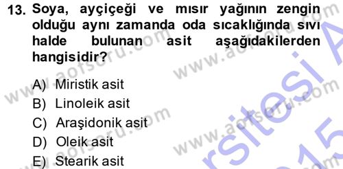 Temel Yem Bilgisi ve Hayvan Besleme Dersi 2014 - 2015 Yılı (Vize) Ara Sınavı 13. Soru