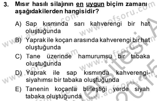 Temel Yem Bilgisi ve Hayvan Besleme Dersi 2014 - 2015 Yılı (Final) Dönem Sonu Sınavı 3. Soru