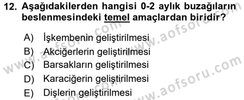 Temel Yem Bilgisi ve Hayvan Besleme Dersi 2016 - 2017 Yılı 3 Ders Sınavı 12. Soru