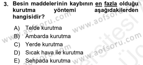 Temel Yem Bilgisi ve Hayvan Besleme Dersi 2017 - 2018 Yılı 3 Ders Sınavı 3. Soru