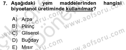 Temel Yem Bilgisi ve Hayvan Besleme Dersi 2017 - 2018 Yılı (Vize) Ara Sınavı 7. Soru