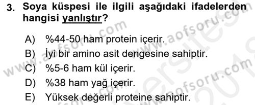 Temel Yem Bilgisi ve Hayvan Besleme Dersi 2017 - 2018 Yılı (Final) Dönem Sonu Sınavı 3. Soru