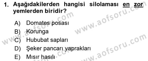 Temel Yem Bilgisi ve Hayvan Besleme Dersi 2018 - 2019 Yılı (Final) Dönem Sonu Sınavı 1. Soru