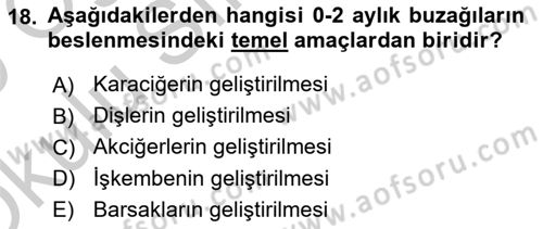 Temel Yem Bilgisi ve Hayvan Besleme Dersi 2018 - 2019 Yılı Yaz Okulu Sınavı 18. Soru