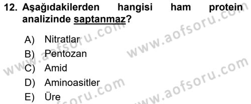 Temel Yem Bilgisi ve Hayvan Besleme Dersi 2019 - 2020 Yılı (Final) Dönem Sonu Sınavı 12. Soru