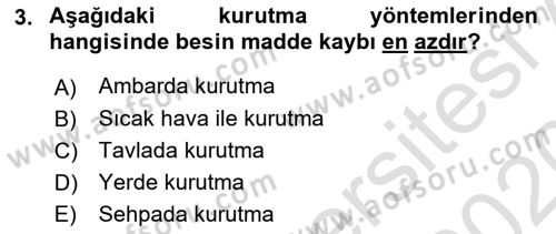 Temel Yem Bilgisi ve Hayvan Besleme Dersi 2019 - 2020 Yılı (Final) Dönem Sonu Sınavı 3. Soru