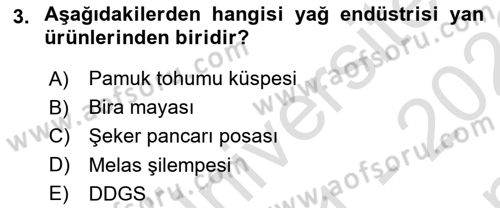 Temel Yem Bilgisi ve Hayvan Besleme Dersi 2021 - 2022 Yılı (Final) Dönem Sonu Sınavı 3. Soru