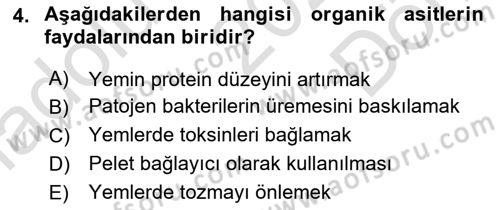 Temel Yem Bilgisi ve Hayvan Besleme Dersi 2021 - 2022 Yılı (Final) Dönem Sonu Sınavı 4. Soru