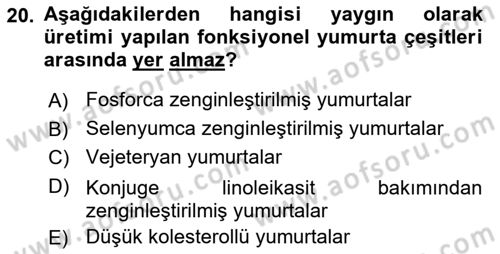 Temel Yem Bilgisi ve Hayvan Besleme Dersi 2021 - 2022 Yılı Yaz Okulu Sınavı 20. Soru