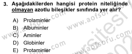 Temel Yem Bilgisi ve Hayvan Besleme Dersi 2021 - 2022 Yılı Yaz Okulu Sınavı 3. Soru