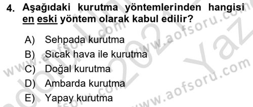 Temel Yem Bilgisi ve Hayvan Besleme Dersi 2021 - 2022 Yılı Yaz Okulu Sınavı 4. Soru