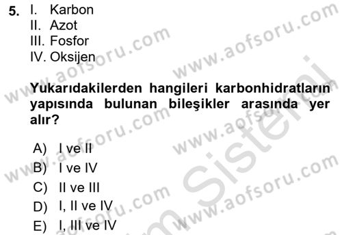 Temel Yem Bilgisi ve Hayvan Besleme Dersi 2022 - 2023 Yılı (Vize) Ara Sınavı 5. Soru