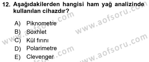 Temel Yem Bilgisi ve Hayvan Besleme Dersi 2023 - 2024 Yılı Yaz Okulu Sınavı 12. Soru