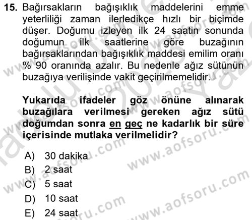 Temel Yem Bilgisi ve Hayvan Besleme Dersi 2023 - 2024 Yılı Yaz Okulu Sınavı 15. Soru