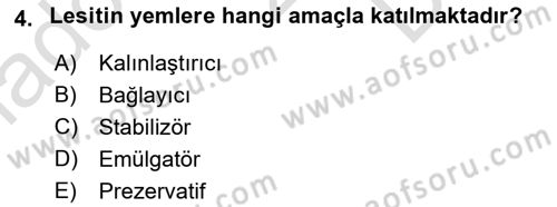 Temel Yem Bilgisi ve Hayvan Besleme Dersi 2024 - 2025 Yılı (Final) Dönem Sonu Sınav Soruları 4. Soru