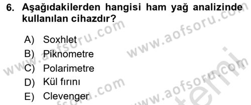 Temel Yem Bilgisi ve Hayvan Besleme Dersi 2024 - 2025 Yılı (Final) Dönem Sonu Sınav Soruları 6. Soru