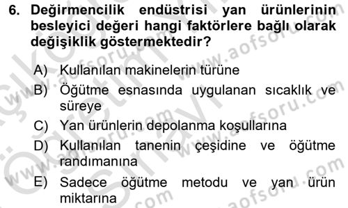 Temel Yem Bilgisi ve Hayvan Besleme Dersi 2024 - 2025 Yılı Yaz Okulu Sınav Soruları 6. Soru