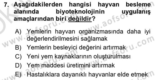 Temel Yem Bilgisi ve Hayvan Besleme Dersi 2024 - 2025 Yılı Yaz Okulu Sınav Soruları 7. Soru
