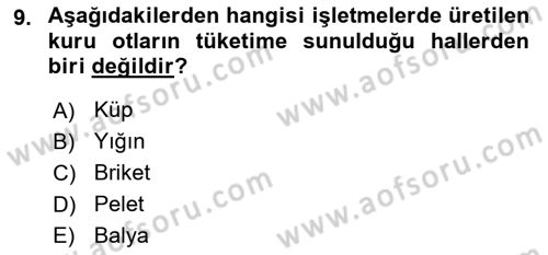 Temel Yem Bilgisi ve Hayvan Besleme Dersi 2025 - 2026 Yılı (Vize) Ara Sınav Soruları 9. Soru