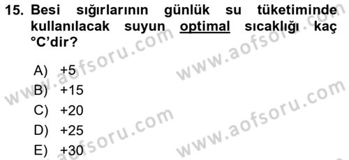 Temel Yem Bilgisi ve Hayvan Besleme Dersi 2025 - 2026 Yılı Yaz Okulu Sınav Soruları 15. Soru