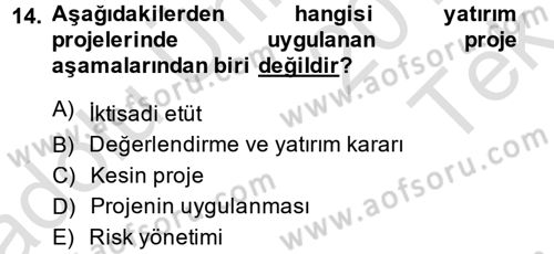 Hayvancılık Ekonomisi Dersi 2014 - 2015 Yılı Tek Ders Sınav Soruları 14. Soru