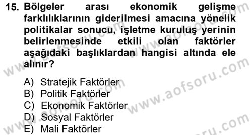 Hayvancılık Ekonomisi Dersi 2014 - 2015 Yılı Tek Ders Sınav Soruları 15. Soru