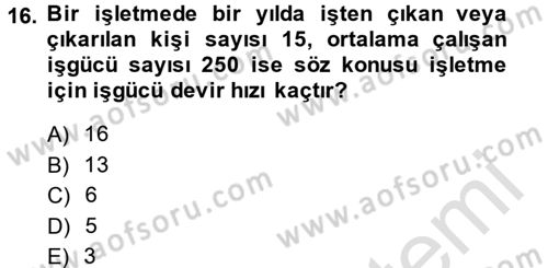 Hayvancılık Ekonomisi Dersi 2014 - 2015 Yılı Tek Ders Sınav Soruları 16. Soru