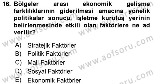Hayvancılık Ekonomisi Dersi 2015 - 2016 Yılı Tek Ders Sınav Soruları 16. Soru