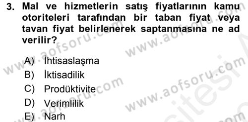 Hayvancılık Ekonomisi Dersi 2015 - 2016 Yılı Tek Ders Sınav Soruları 3. Soru