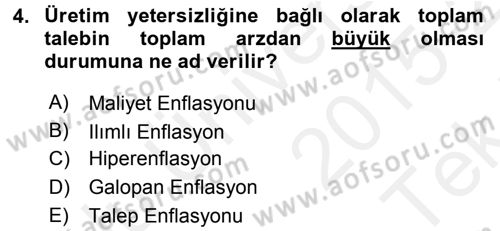 Hayvancılık Ekonomisi Dersi 2015 - 2016 Yılı Tek Ders Sınav Soruları 4. Soru