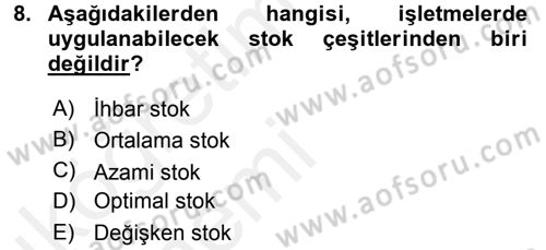 Hayvancılık Ekonomisi Dersi 2015 - 2016 Yılı Tek Ders Sınav Soruları 8. Soru