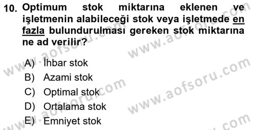 Hayvancılık Ekonomisi Dersi 2023 - 2024 Yılı (Final) Dönem Sonu Sınav Soruları 10. Soru