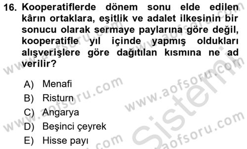 Hayvancılık Ekonomisi Dersi 2023 - 2024 Yılı (Final) Dönem Sonu Sınav Soruları 16. Soru
