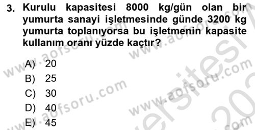 Hayvancılık Ekonomisi Dersi 2023 - 2024 Yılı (Final) Dönem Sonu Sınav Soruları 3. Soru