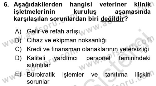Hayvancılık Ekonomisi Dersi 2023 - 2024 Yılı (Final) Dönem Sonu Sınav Soruları 6. Soru