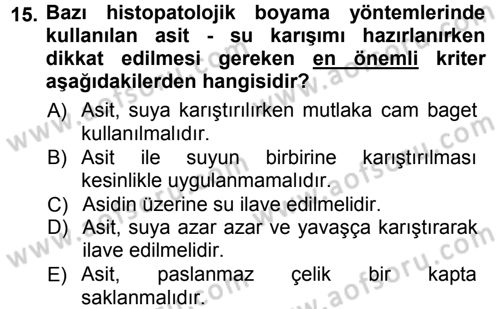 Temel Veteriner Patoloji Dersi 2012 - 2013 Yılı (Vize) Ara Sınav Soruları 15. Soru
