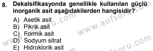 Temel Veteriner Patoloji Dersi 2012 - 2013 Yılı (Vize) Ara Sınav Soruları 8. Soru