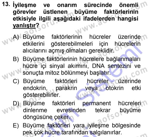 Temel Veteriner Patoloji Dersi 2012 - 2013 Yılı (Final) Dönem Sonu Sınav Soruları 13. Soru