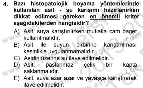 Temel Veteriner Patoloji Dersi 2013 - 2014 Yılı Tek Ders Sınav Soruları 4. Soru