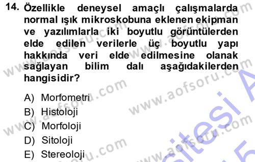 Temel Veteriner Patoloji Dersi 2014 - 2015 Yılı (Vize) Ara Sınav Soruları 14. Soru