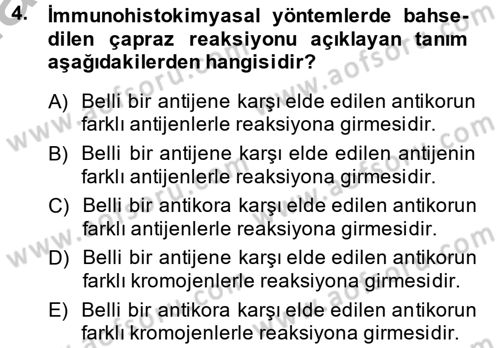 Temel Veteriner Patoloji Dersi 2014 - 2015 Yılı (Final) Dönem Sonu Sınav Soruları 4. Soru