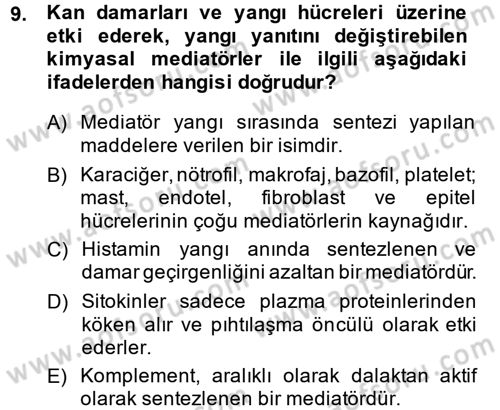 Temel Veteriner Patoloji Dersi 2014 - 2015 Yılı (Final) Dönem Sonu Sınav Soruları 9. Soru